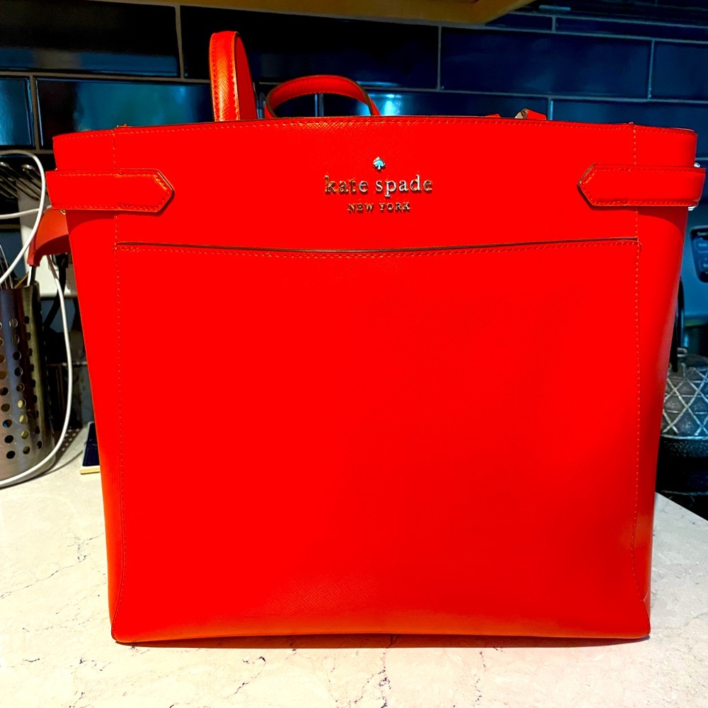 EUC Kate Spade Gazpacho Orange Laptop Large Tote Bag